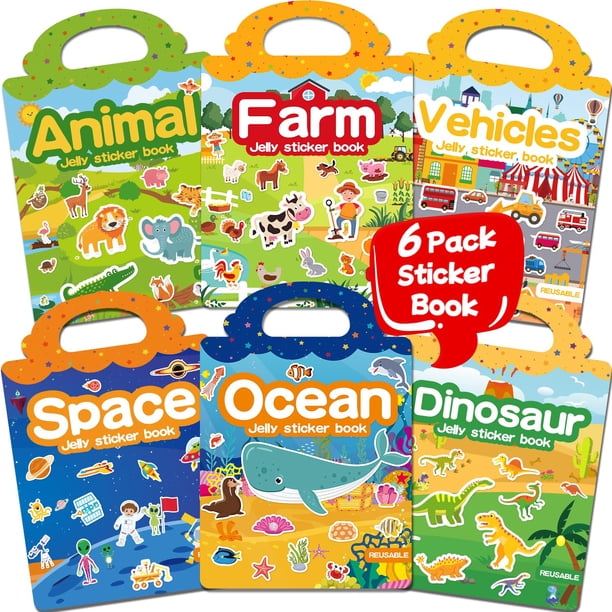 Libro de stickers CREATIVETREES, 6 sets reutilizables para niños pequeños de 3 a 6 años