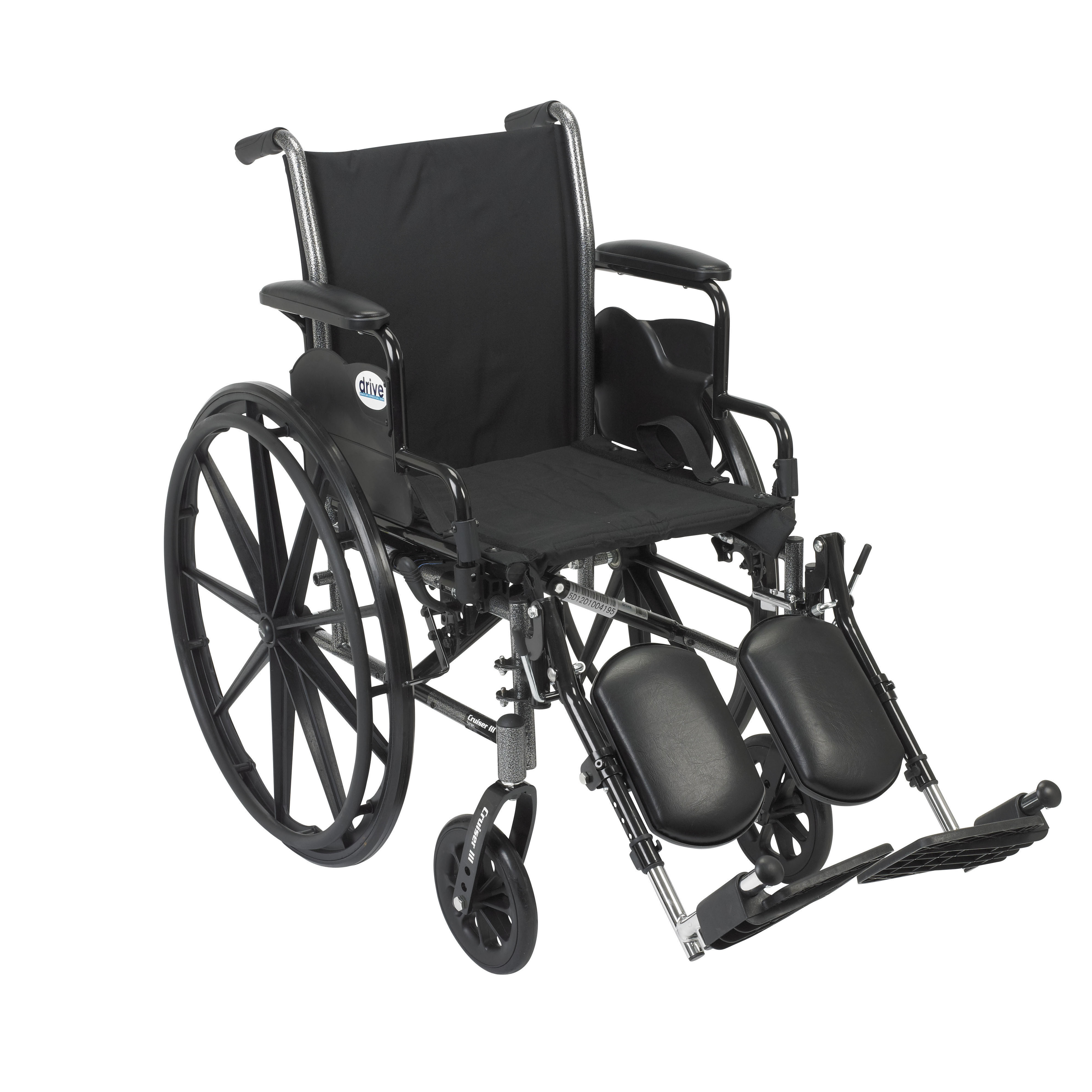 Drive Medical Cruiser III Light Weight Wheelchair with Flip Back Removable Arms, Desk Arms, Elevating Leg Rests, 20" Seat - image 2 of 2