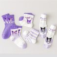 thumbnail image 3 of 5 pares de calcetines para niños Sanrio Cinnamoroll Kuromi Kawaii, nuevos calcetines de algodón de media pantorrilla con dibujos animados para otoño e invierno para niños y niñas, 3 of 3
