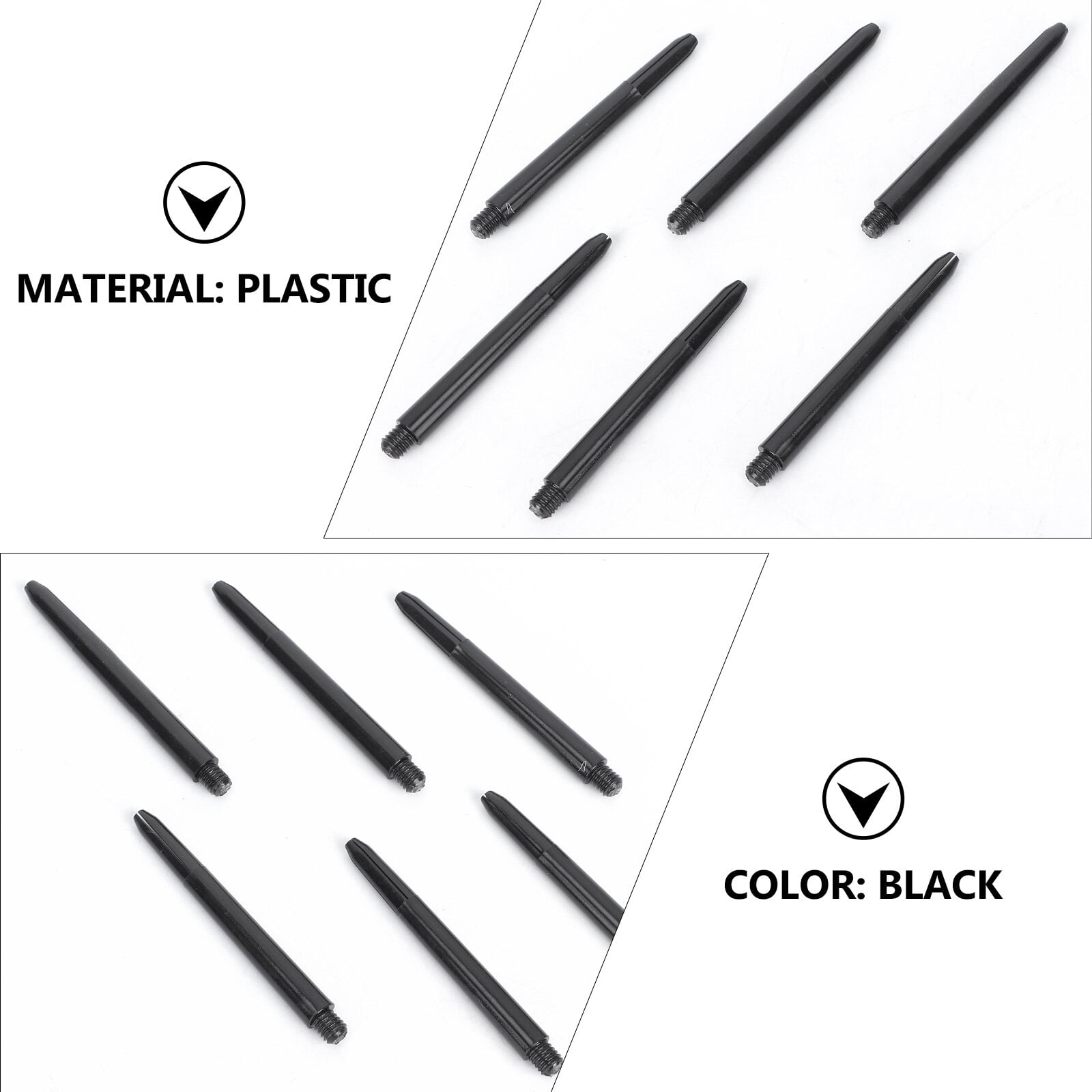 HOMEMAXS 300 pcs Plastic Shafts Accessories Stems Plastic Pole Rod with Standard 2BA Screw Thread (Black)