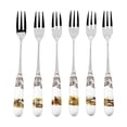 thumbnail image 2 of Spode Woodland Pastry Fork Set with Assorted Motifs | Stainless Steel Forks for Dessert, Cake, and Appetizers | Dessert Forks with Porcelain Handles, Set of 6, 2 of 6
