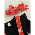 thumbnail image 6 of Arvbitana Infant Baby Girls Christmas Romper Long Sleeve Round Neck Knitted Tops Patchwork Santa Snowflake Plaid Print Jumpsuits Dress with Headband Autumn Winter New Year Princess Set 2Pcs 0-18M, 6 of 9