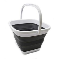 SAMMART 10L (2.6 gallon) Collapsible Rectangular Handy Basket / Bucket (1, White/Grey)