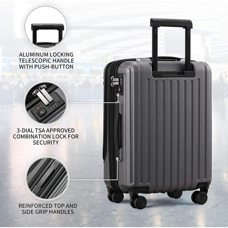 Suitcase LEVEL8 Grace EXT Carry On Luggage 20\u201D Expandable Hardside Suitcase ABS+PC Harshell Spinner Luggage with TSA Lock Spinner Wheels - Blue 20-Inch Carry-On - Walmart.com Suitcase LEVEL8 Grace EXT Carry On Luggage 20\u201D Expandable Hardside Suitcase ABS+PC Harshell Spinner Luggage with TSA Lock Spinner Wheels - Blue 20-Inch Carry-On - Walmart.com