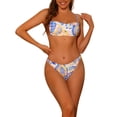 thumbnail image 1 of Conjunto de bikini de dos piezas con estampado de hojas para mujer, colorido, con tirantes ajustables y lazo, traje de baño, mediano, naranja, 1 of 5