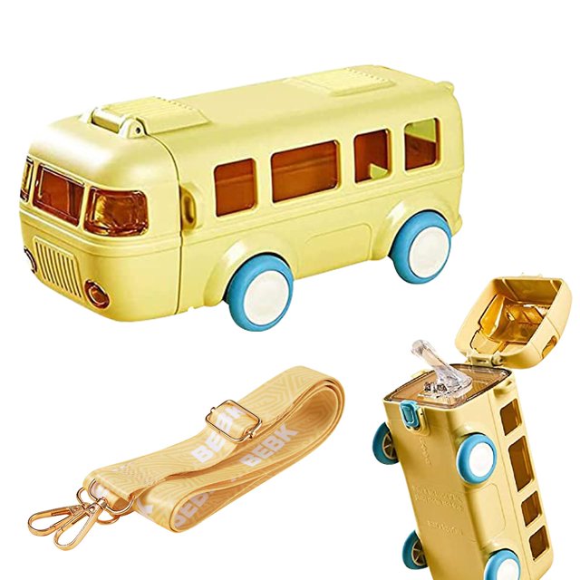 Portable Water Cup In Bus Shape With Car Straw, Leak-proof And Portable, Kids Water Bottle