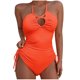 thumbnail image 2 of Trajes de baño de una pieza para mujer, traje de baño de bikini con tirantes y espalda descubierta de color liso para mujer, 2 of 3