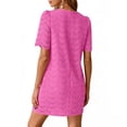 thumbnail image 4 of Kukoosong Women's Round Neck Short Sleeve Eyelet Lace Dress, Casual Hollow Out Mini Tunic Dress, Summer Beach Dress for Women, 4 of 5