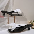 thumbnail image 5 of Square Open Toe Flip Flops for Women Kitten Heel Thong Sandals with Elegant Butterfly Decor Party Dress Shoes Slides Black Size 9.5, 5 of 7