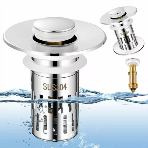 Universal Bathroom Sink Stopper Drain Strainer Pop Up Drain Stopper Stainless
