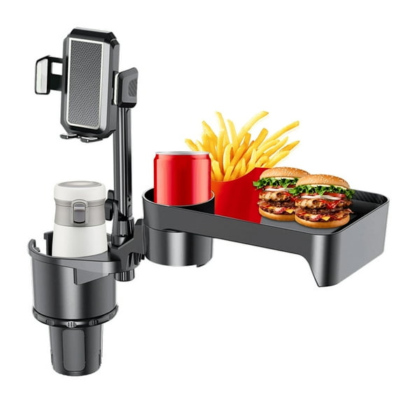 Car Cup Holder Expander with 360° Rotation Tray Mobile Phone Holder Adjustable Detachable