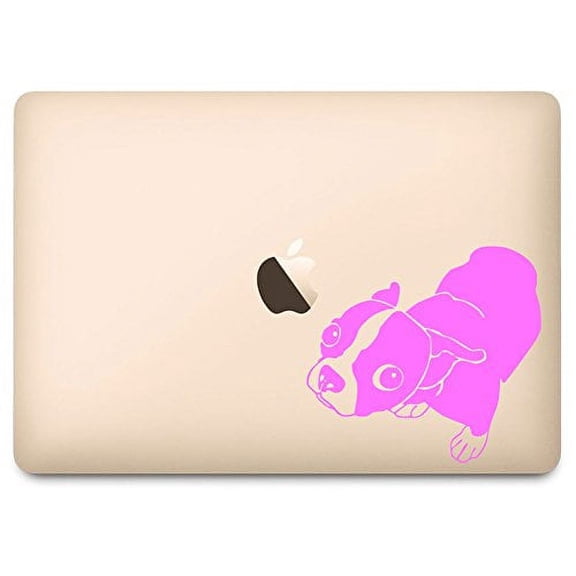 Soft Pink Molly the Boston Terrier Decal for 12" Macbook