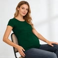 thumbnail image 5 of Axiiglly Maternity Shirts Short Sleeve Crew Neck Pleated Stretch Pregnancy T-Shirts Soft Comfortable Plus Size Tee for Women, S-4XL, 5 of 9
