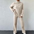 thumbnail image 2 of UAMVSH Women's 2 Piece Sweatsuit Outfits Oversized Long Sleeve Turtleneck Knitted Pullover Sweater and Wide Leg Pants Tracksuit Sets(SmallBeige), 2 of 7