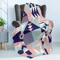 thumbnail image 4 of Geometric Soft Flannel Fleece Blanket, Contemporary Art Design Formed of Groovy Shapes Tricolor Doodle, Cozy Plush for Indoor and Outdoor Use, 60" x 80", Blush Indigo and Mint Green, by Ambesonne, 4 of 5