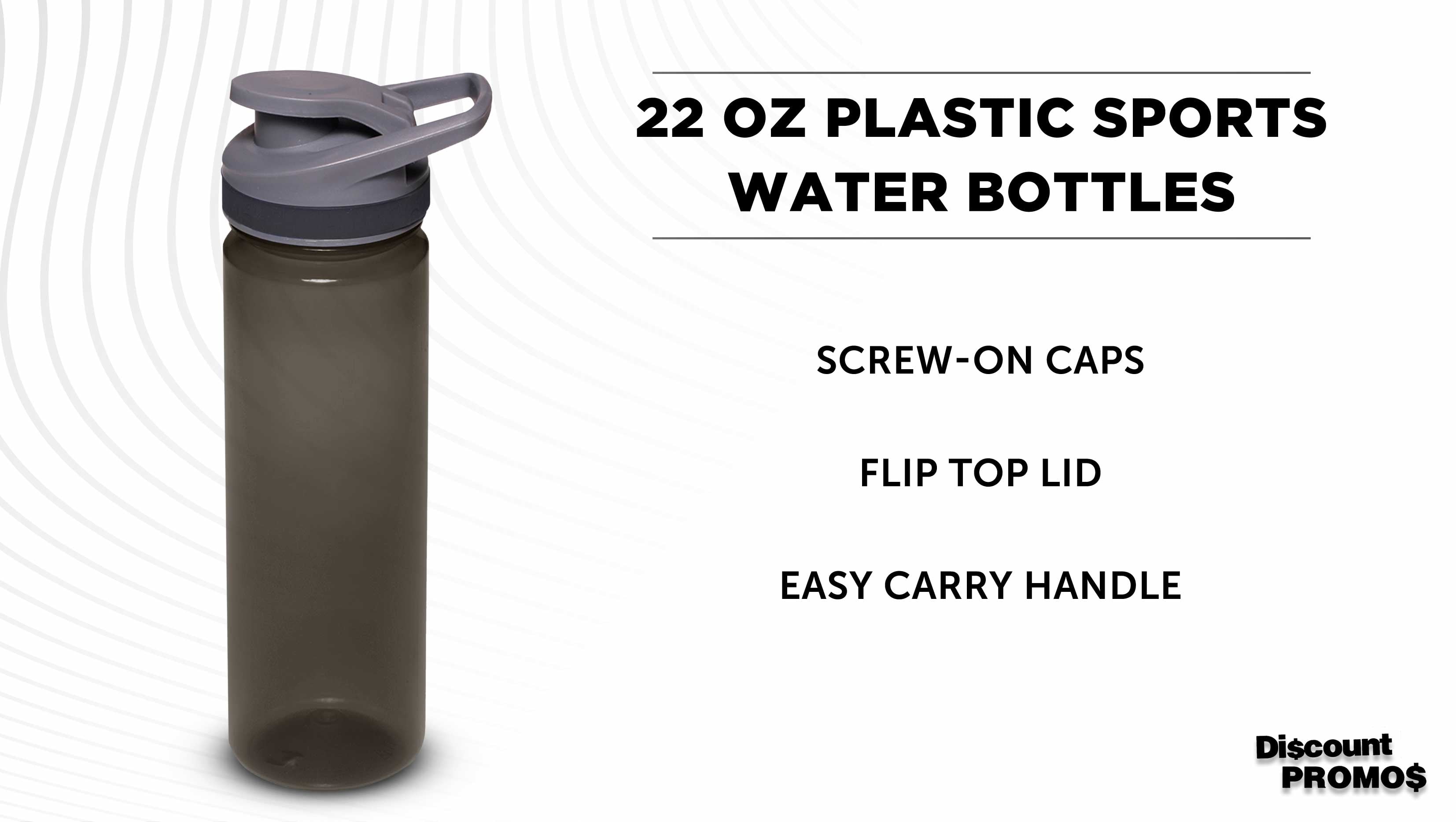 Sports Water Bottles 22 oz. Set of 10, Bulk Pack - Reusable, Leak proof, With lids - Charcoal