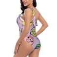 thumbnail image 4 of Fotbe Cute Donuts Women's One Piece Swimsuits One Shoulder Swimwear Ruched Tummy Control Bathing Suits Cutout Monokini-Medium, 4 of 7