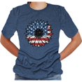 thumbnail image 3 of Women's Summer Sunflower T Shirt Cute Flower Graphic Loose Tees Crew Neck Short Sleeve Casual Tops (Navy-2X Large), 3 of 5