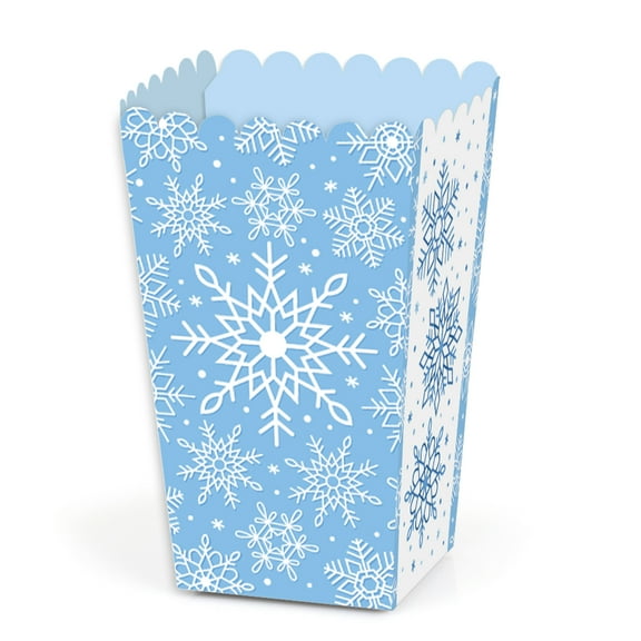 Big Dot of Happiness Blue Snowflakes - Winter Holiday Party Favor Popcorn Treat Boxes - Set of 12