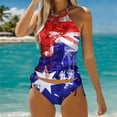 thumbnail image 2 of Xmyrz Tankinis Swimsuits For Women 2025 Split Leisure 2 Piece Flagged Print Independence Day Lace Up Vacation Swimwear Young Adult Swimsuits, 2 of 5