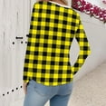 thumbnail image 5 of XPMWRP Women Fake Two Piece Patchwork Tunic Top Loose Crew Neck Button Up Henley Shirts Long Sleeve Dressy Casual Blouse Yellow XXXL, 5 of 7
