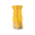 thumbnail image 4 of BLISSFUL STEP Women's Ankle Boots Faux Suede Pointed Toe Stiletto Heel Ruffle Back Zip Boots Yellow 7, 4 of 8