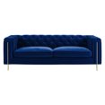 thumbnail image 2 of Blue Velvet Couch With Smooth Seating And Arm Appealing Relax - Strong Hardwood, Comfortable Fiber Foam, Brass , 35.33 In. Depth, 2 of 2