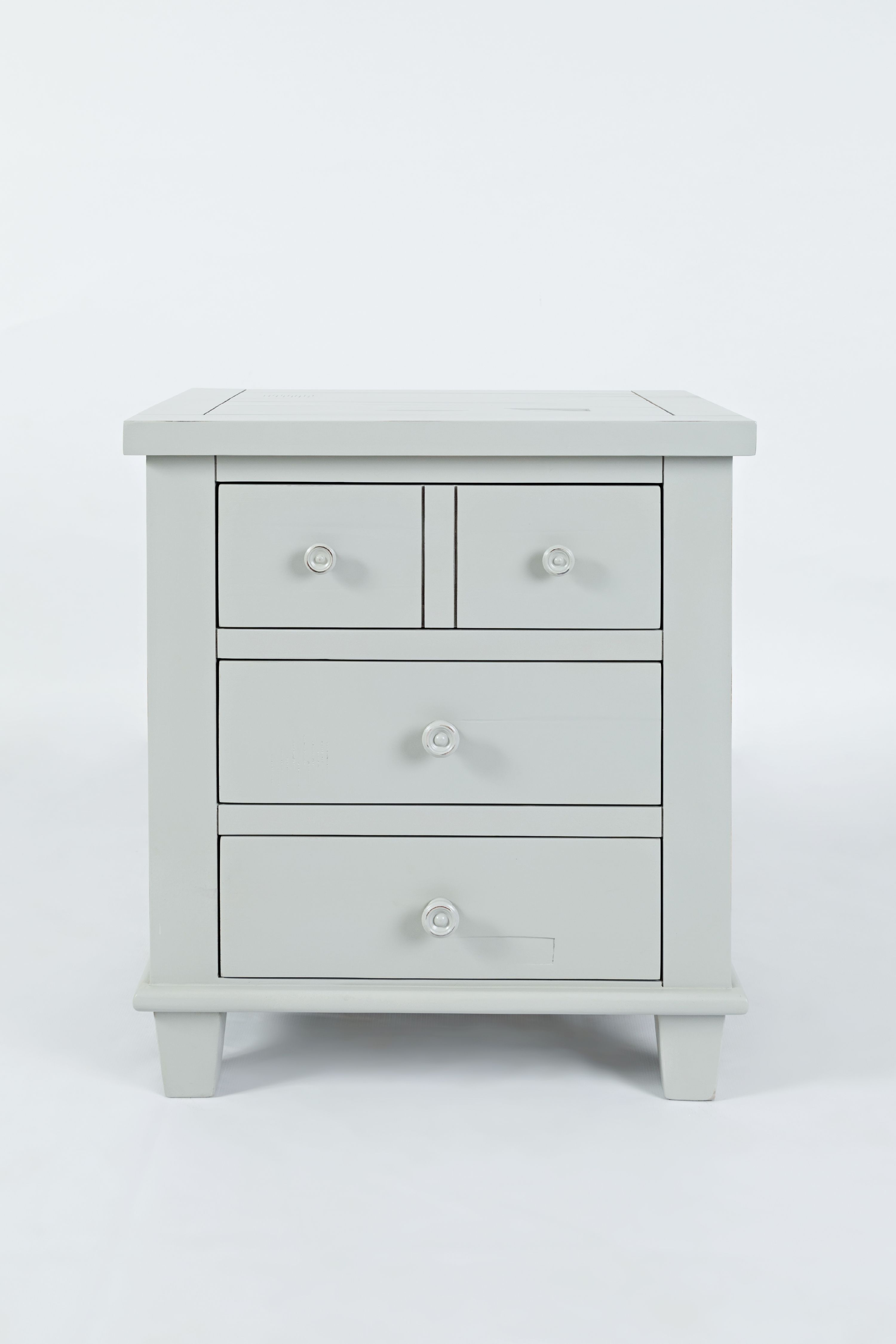 3 Drawer Nightstand With Slatted Top, Dove White