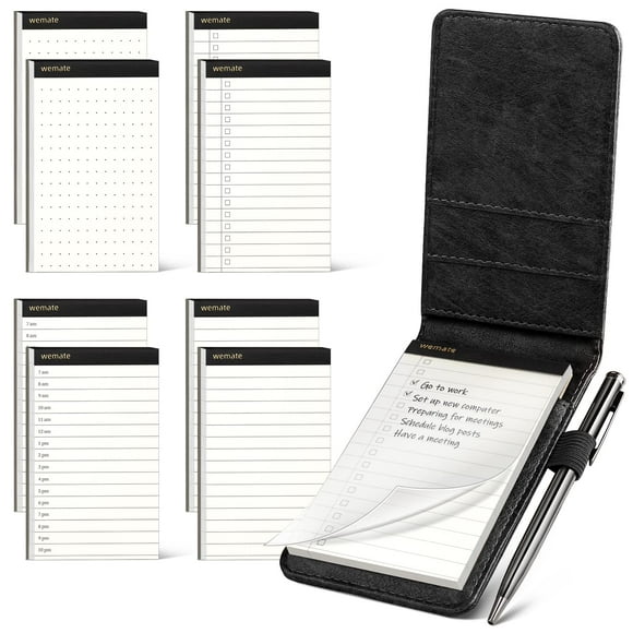 Juego de Porta Bloc de Notas WEMATE con Cuadernillo de Bolsillo y 8 Recargables