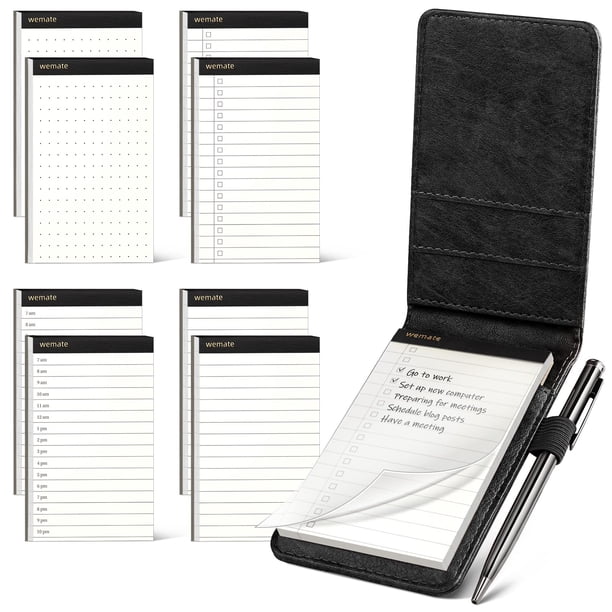 Juego de Porta Bloc de Notas WEMATE con Cuadernillo de Bolsillo y 8 Recargables