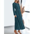 thumbnail image 6 of Womens Fall Dresses Casual Midi Maxi Dresses with Pockets Lightweight Long Sleeve V Neck Elastic Waist Wedding Boho Beach Dress, 6 of 7