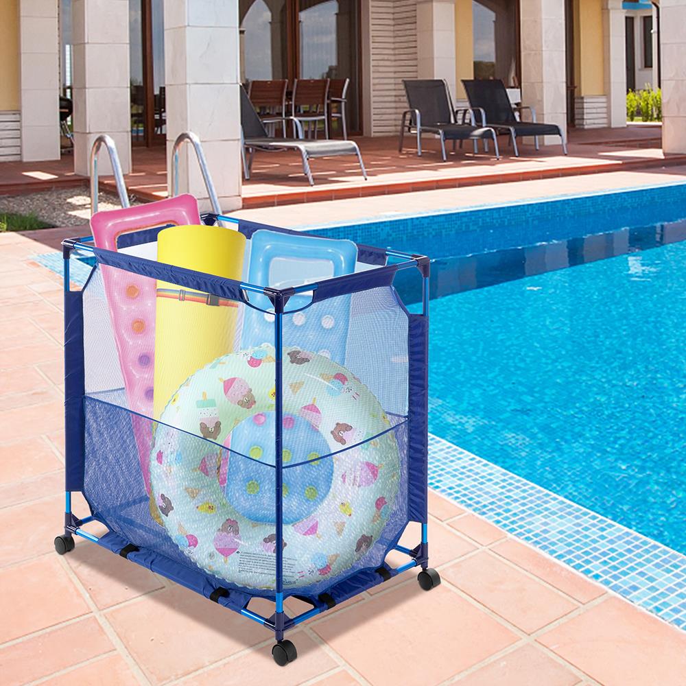 GoDecor 36" x 24" x 39" Mesh Pool Storage Bin Rolling Cart Storage