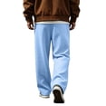 thumbnail image 6 of Baggy Sweatpants Men Drawstring Elastic Waist Comfy Waffle Pants Fall Casual Wide Leg Sweatpants Loose Fit Trousers Light Blue S, 6 of 9
