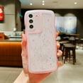 thumbnail image 3 of Compatible with Samsung Galaxy S21 Case, Glitter Clear Bling Star Transparent Matte Cute Curly Wave Frame Camera Cover Protection Shockproof Bumper S21 Phone Case 6.2" for Women (Pink), 3 of 12