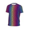 thumbnail image 6 of Wukai Leopard Neon Rainbow Gradient Print Men's Short-Sleeved Mesh T-Shirt,Quick-Dry Short Sleeve Workout T-Shirt-X-Large, 6 of 8