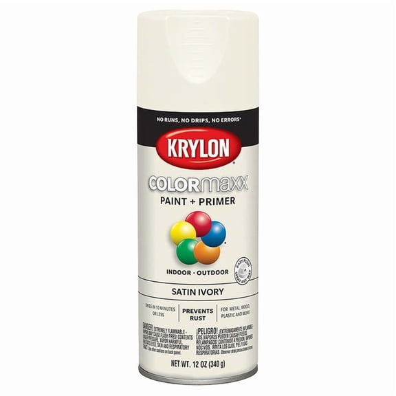 24-Pack of 12 oz Krylon K05567007 COLORmaxx Ivory Paint & Primer Spray Paint, Satin
