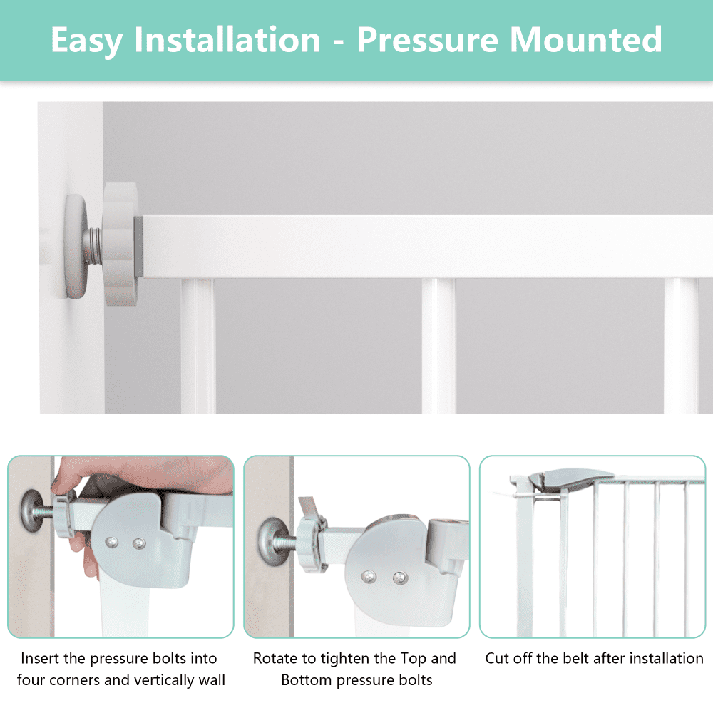 29.5-45.3" Wide Baby Gate for Stairs, Dog Gate Indoor for Doorways, No Drilling Pressure Mounted Pet Gates for Kids, Easy Walk Through,Safety Gate Door for Child and Pets