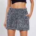thumbnail image 2 of Glisme Women Shorts Sequin Embroidery Elastic Waist with Pockets Summer Comfortable Shorts for Women Size M Grey, 2 of 5