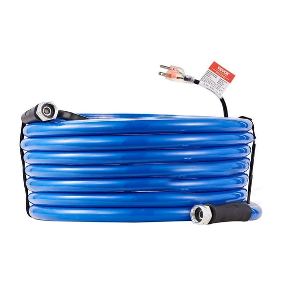 Self-Regulating Heated RV Water Hose, 50 Foot, Resists Freezing to -45°F, Safe for Potable Water, 5/8" I.D. and 3/4" GHT Fittings, BPA Free