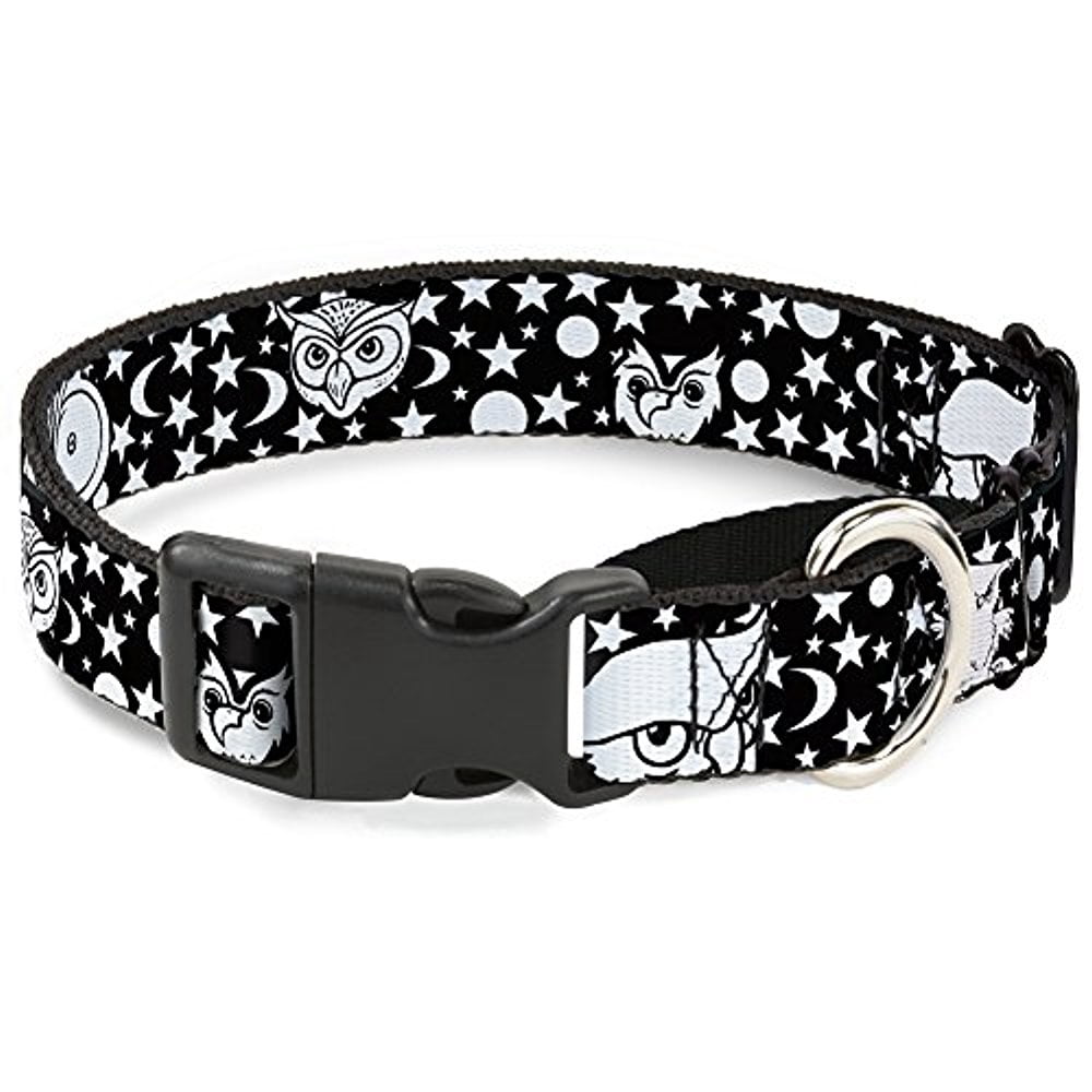 Buckle-Down Martingale Dog Collar - Owls Flip Black Mauve Sage - 1" Wide - Fits 15-26" Neck Size - Large