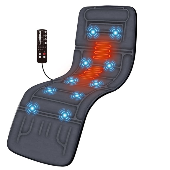 Comfier Full Body Back Massager with Heating, 10 Soothing Vibration Back Massage Pad for Pain Relief, Massage Mat