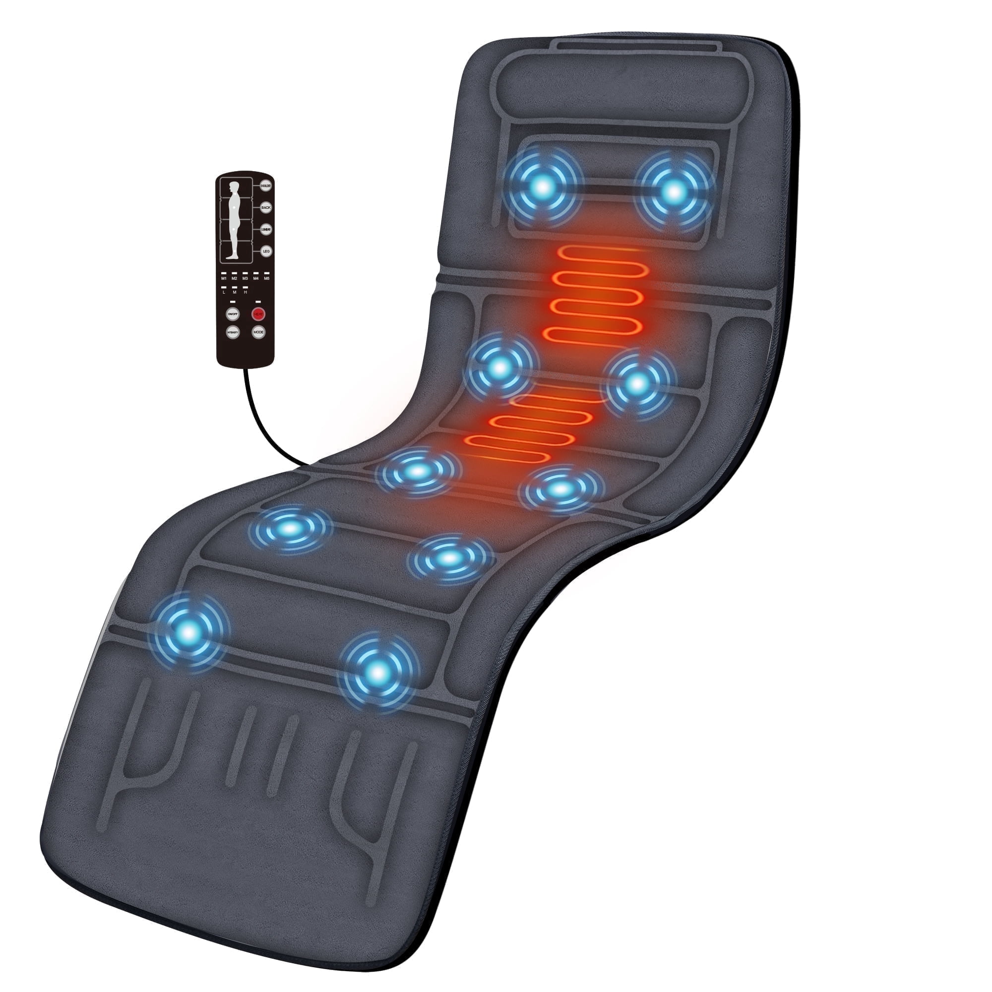 Comfier Full Body Back Massager with Heating, 10 Soothing Vibration Back Massage Pad for Pain Relief, Massage Mat