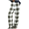 thumbnail image 2 of Yteetum Flannel Pajama Pants Women Oversized Elastic Waist Plaid Print Flannel Fuzzy Sleepwear Pj Pants Womens Casual Soft Plus Size Loose Fleece Wide Leg Loungewear Pajamas Pants Fall Winter Clothes, 2 of 6