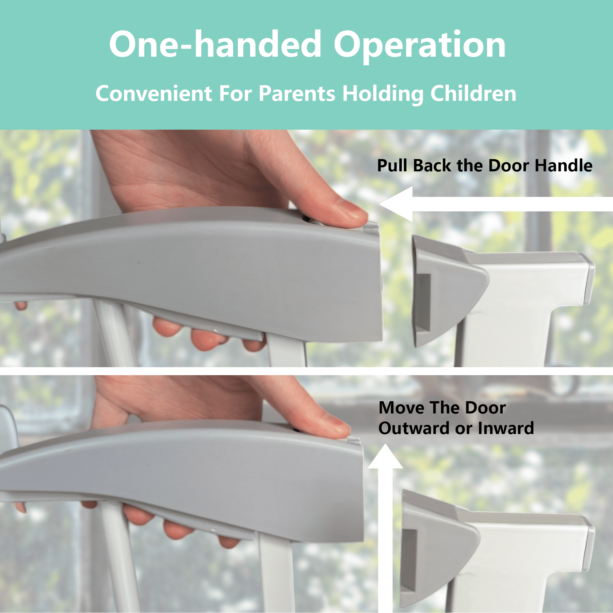 Yoneston Wide Baby Gate for Stairs,Dog Gate Indoor for Doorways,No Drilling Pressure Mounted Pet Gates for Kids,29.5-45.3"with Walk Through Door,White