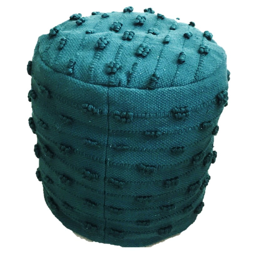 Better Homes & Gardens French Knot Outdoor Pouf, 16", Teal