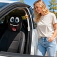 thumbnail image 5 of Funny Cartoon Car Headrest Covers for Front Seats – Stretchy Elastic Eye-Catching Grinning Face Design, Easy Install & Remove, Protects Headrests, Fits Most Cars SUVs Trucks, 5 of 8
