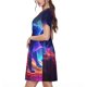 thumbnail image 2 of Disketp Cosmic Cat Psychedelic Journey para Vestido de Manga Corta para Mujeres, Vestidos de Verano para Mujeres, Casual y Holgado para la Playa, 2 of 6