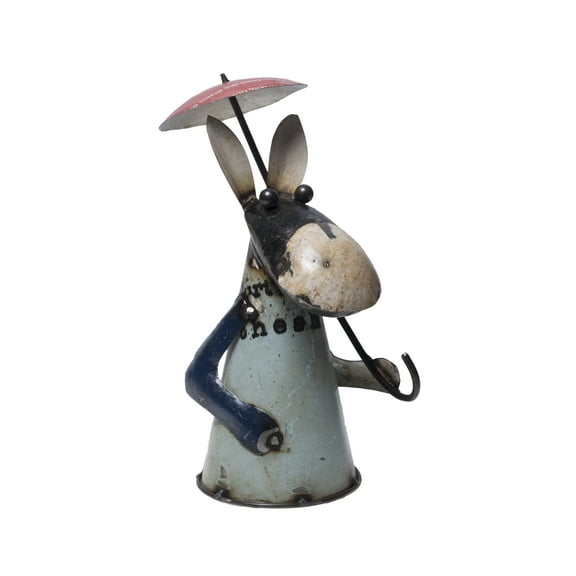 De Kulture Works Iron Donkey With Umbrella Collectible Figurine Fence Topper Party Decoration