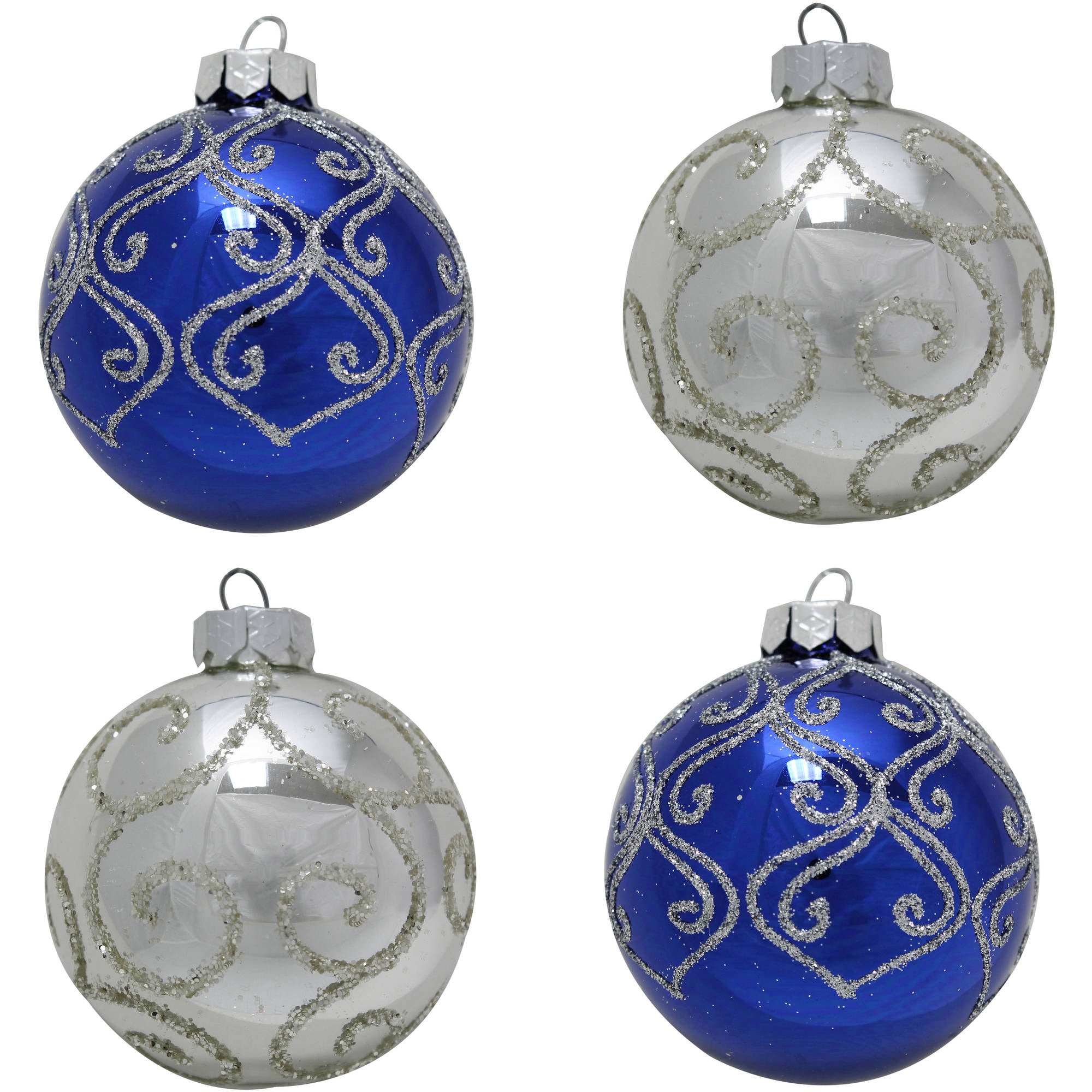 Glass Christmas Ornaments, 4pk