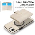 thumbnail image 5 of Decase for iPhone 16e Flip PU Leather Back Cover with 2-in-1 Detachable Magnetic Wallet with 5 Card Slots Compatible Mag-Safe and RFlD Blocking Kickstand and Wireless Charging,White, 5 of 6